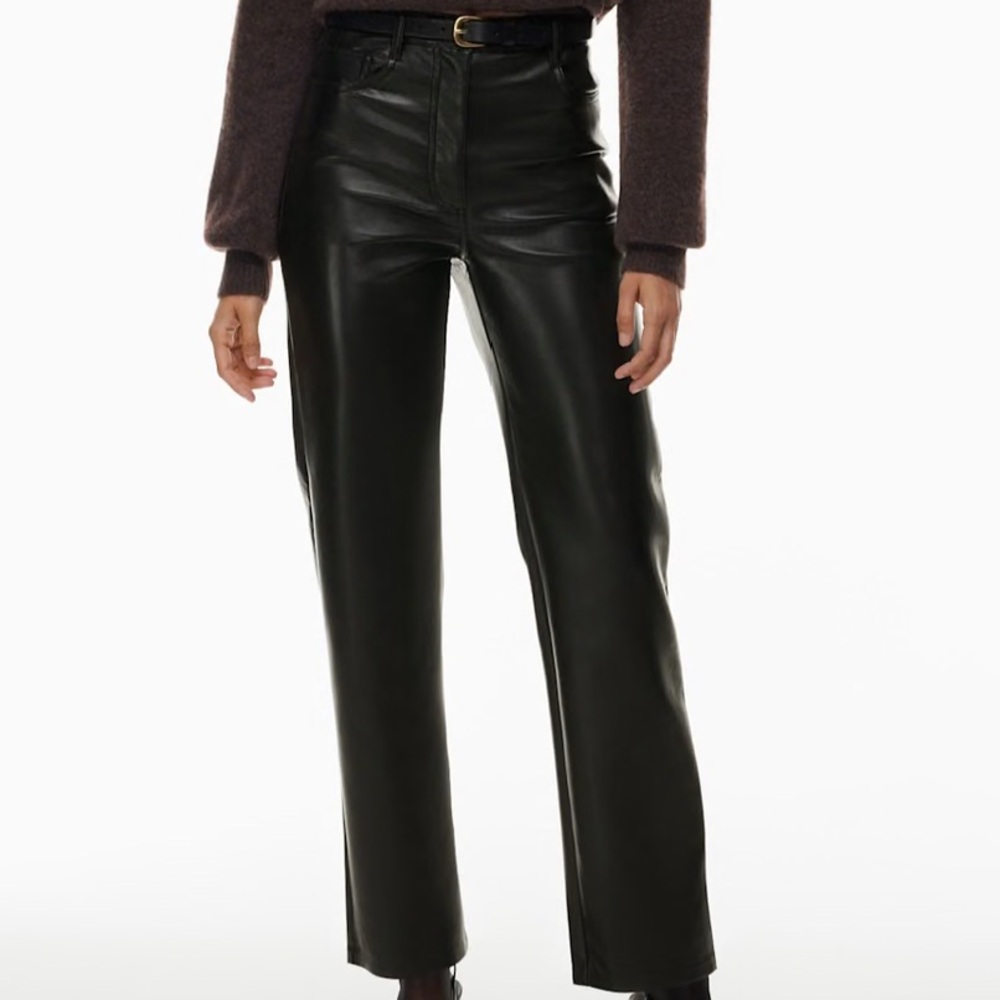 Aritzia Wilfred Melina Black Leather Pants